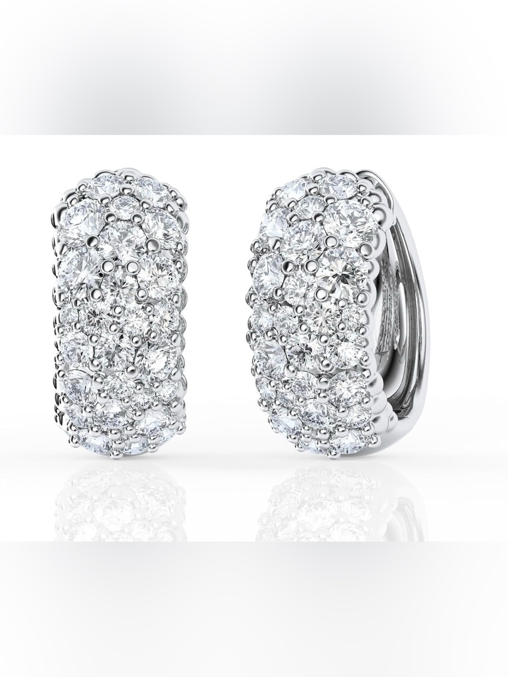 4 CTW Diamond Round Cluster Hoop Earrings G Color SI Sterling Silver